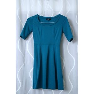 BCX Teal 3/4 Long Sleeve Skater Dress | Size XS